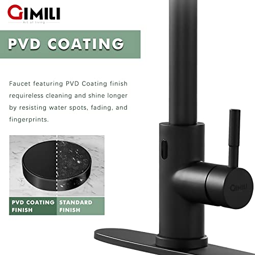 GIMILI Matte Black Touchless Kitchen Faucet with Pull Down Sprayer