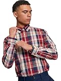 Col classique Ben Sherman Chemise classique à carreaux pour homme, Carreaux Heritage - Rouge, L