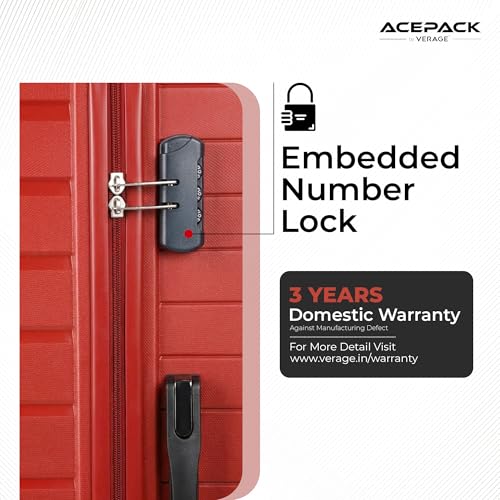 Image of ACEPACK by Verage - STARLINK Unbreakable Hard Side Polypropylene Luggage Medium Check in 74L |Lightweight Suitcase Set with 360 Silent Spinner Wheels, Number Lock, Telescopic Handle & 3 Year Warranty