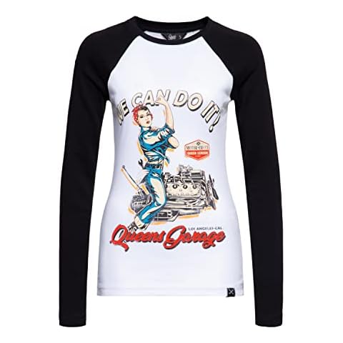 Queen Kerosin Camiseta de manga larga con estampado vintage We Can Do It para mujer Cover