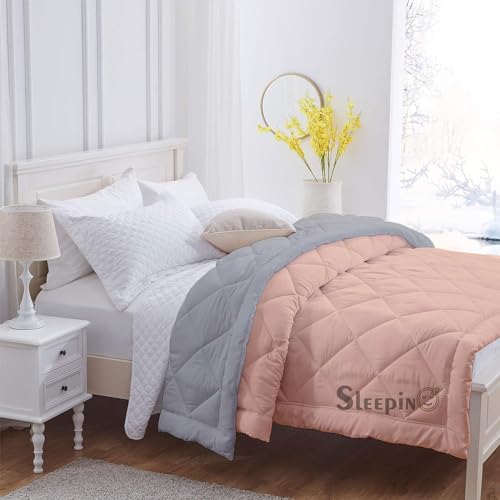 Image of 600 GSM Heavy Winter Single Bed Comforter | Microfiber, Breathable, Reversible,Soft, Lightweight & Machine Washable Comforter for Single Bed 60x90 Inch - PeachSilver