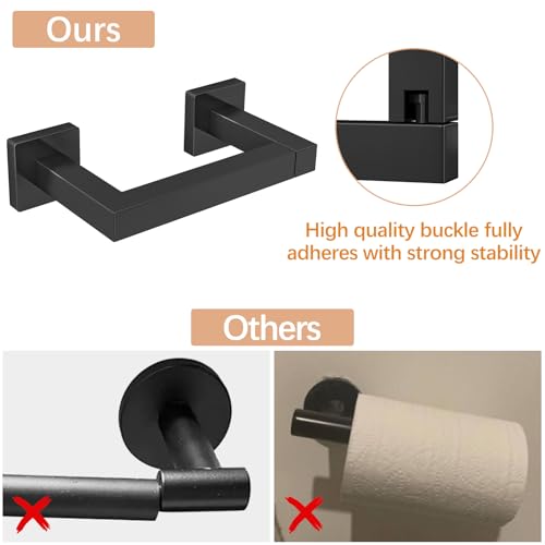 Image of FEILERN Toilet Paper Holder Matte Black, 2 Pack Wall Mount for Bathroom | Square Tissue Paper Holder, Stainless Steel, Double Post Pivoting, Commercial Toilet Paper Dispenser