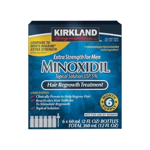 Minoxidil Liquid Extra Strength Hair Regrowth Treatment for Men, 5% Topical Solution, 6 Months Supply - Dropper Applicator Included - Dermatologist Recommended,