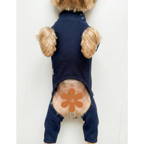 FUNG FAY Dog Jumpsuit Cozy Winter Warm Four-Leg Outfit Waffle Knit Cotton Blend Soft Breathable Base Layer for Small and Medium Dogs Ropa para Perros Invierno (Navy, Medium 5.6–8.8 lbs) by FUNG FAY - Image 3