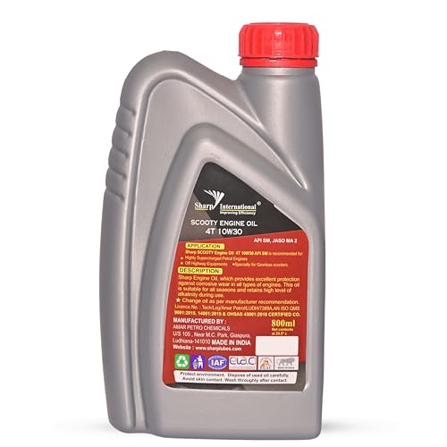 Image of Sharp Premium 10W30 Motorcycle Engine Oil - 800ML | API SM & JASO MA2 Certified | High-Performance 4-Stroke Bike Engine Oil