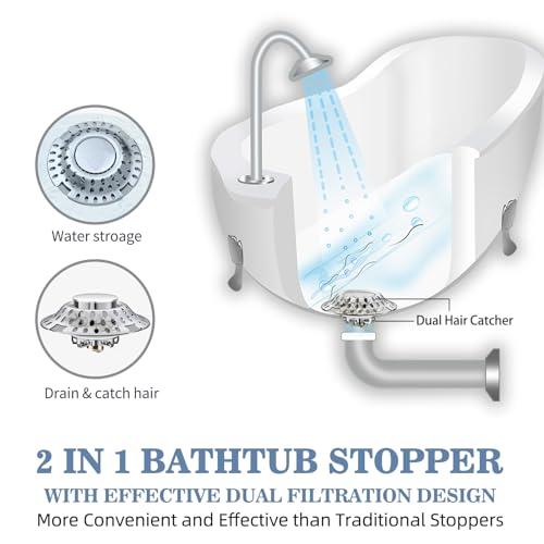 Cfgvbe CFGVBE-01 Upgraded 2 In 1 Bathtub Drain Stopper Bathtub Drain Hair Catcher thumb #2