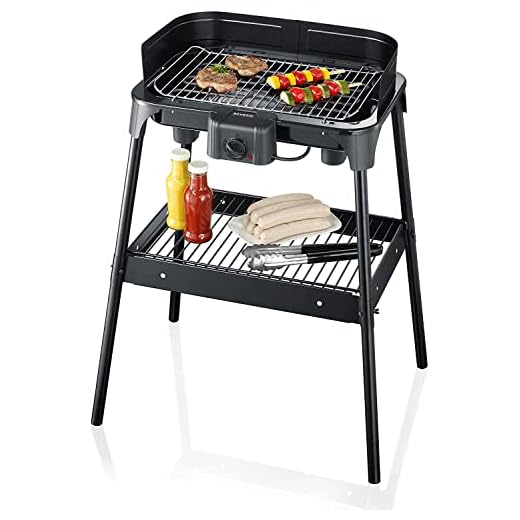Severin Barbacoa Grill PG 2792 - Barbacoa de Pie, Superficie de Grill, 2500 W, 41 x 26 cm, Negro