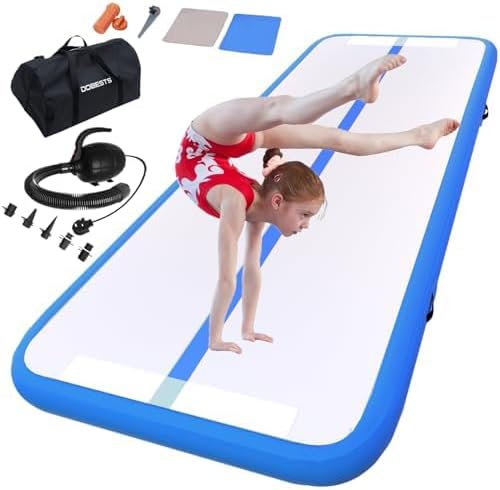 DOBESTS Inflatable Air Gymnastics Mat Tumbling Mat Tumble Track Gymnastics Training for Kids Home 6.6 feet 10 feet 13feet 16feet 20feet 48inch Thick