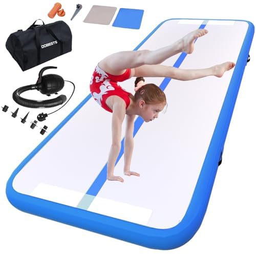 dobests inflatable air gymnastics mat tumbling mat tumble track gymnastics training for kids home 6.6 feet 10 feet 13feet 16feet 20feet 4/8inch thick for cheerleading dance yoga cheer water with pump