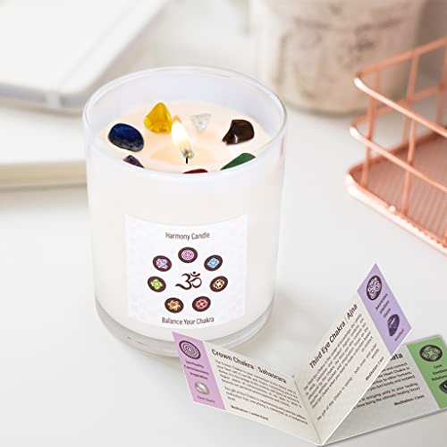 Prosperity & Good Fortune Chakra Balance Candle, All Natural Soy | 7 Natural Crystals | Purification Chakra Healing | Aromatherapy Candles For Home | 8 Oz 40 Hour Burn #TOP3