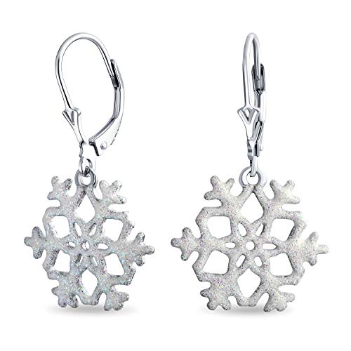 Preisvergleich Produktbild Frostige Winterurlaubsparty Weiße Glitzersternstaub-Hebelrückfall-Schn... Für Frauen Und Jugendliche Aus .925 Sterlingsilber