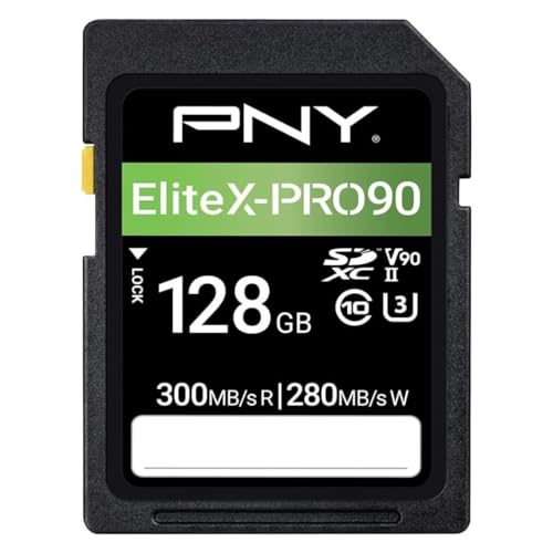 Image of PNY 128GB EliteX-PRO90 UHS-II SDXC Memory Card - R300MB /s W280MB /s, U3, V90, 8K UHD, Full HD, UHS-II for Professional Photographers & Content Creators, DSLR, Mirrorless Cameras, Advanced Video Cameras | R300mb per S, W280mb per S, U3, Suitable for DSLR, Mirrorless Cameras