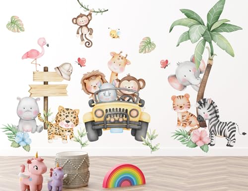 Vinilos decorativos animales de jungla 2 hojas removibles miniatura 1