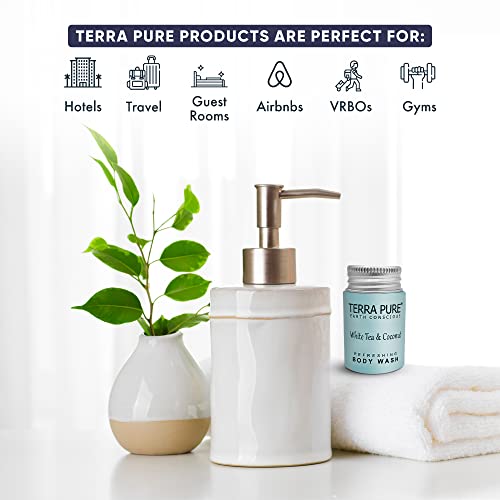 Terra Pure White Tea & Coconut Body Wash, Travel Size Hotel Amenities, 1 oz. (Case of 300) - Image 3