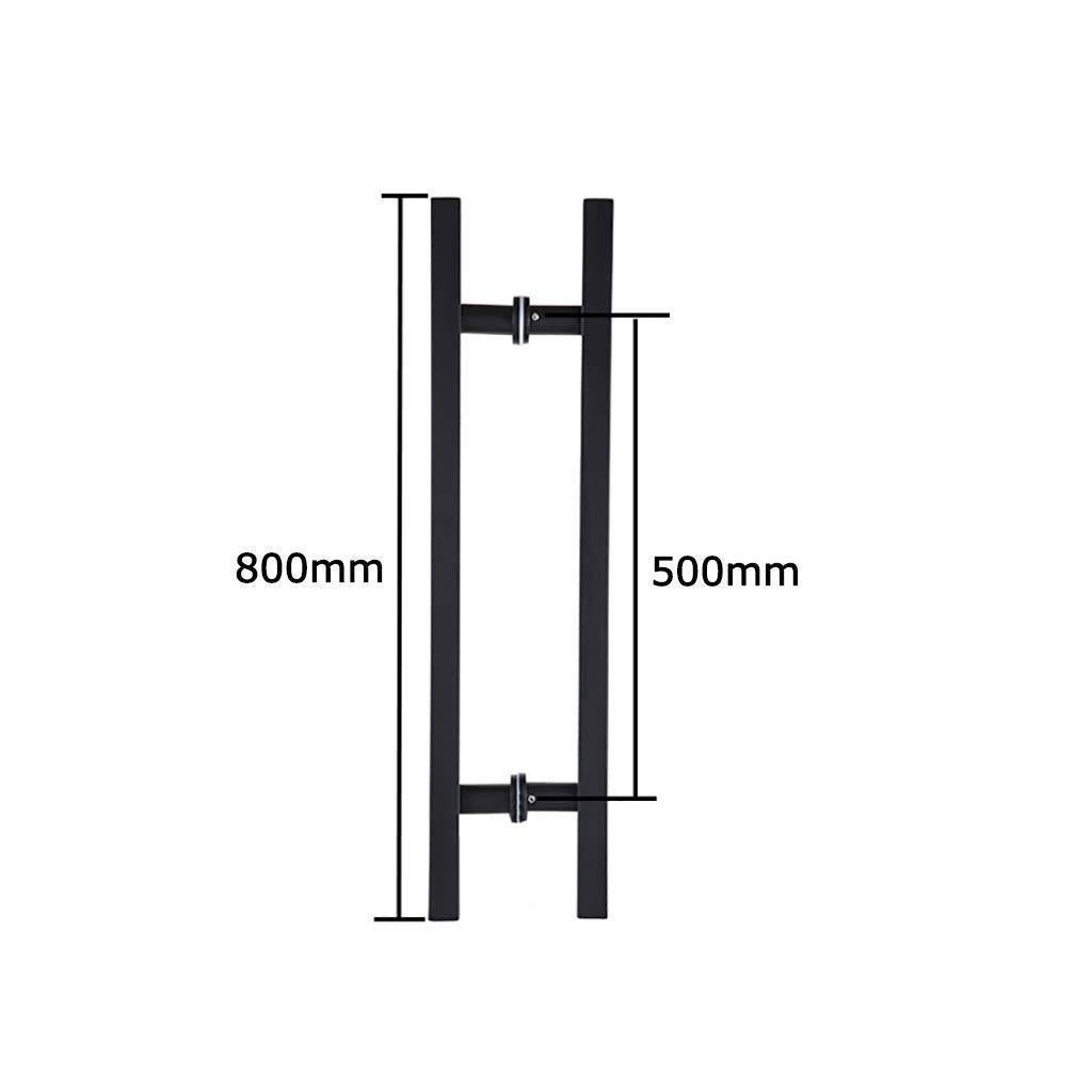 Pasamanos de escalera universal para interiores y exteriores, manija de puerta de vidrio de tubo cuadrado de acero inoxidable negro/manija de puerta de granero para el hogar/oficina - 3 long