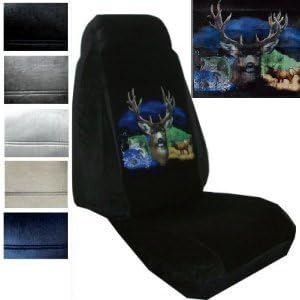 Seat Cover Connection Elk Deer Fish print 2 High Back Bucket Car Truck SUV Seat Covers - Charcoal Grey