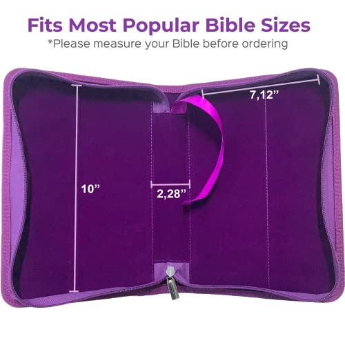 Bible Covers For Women And Girls - Leather Bible Case Bag Large And Medium Size Fits Books Up To 10.1 X 7 X 1.9 Inches - Gift For Women Bright Goods By Dehite - Purple Faux Pu Leather Bible Accessory #TOP1