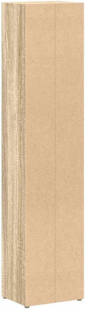 Set of 2 Sonoma Oak Engineered Wood Tall CD Cabinet Storage Units with Wall Mount Unit for Media Organization