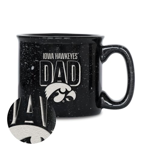 Rico Industries NCAA Iowa Hawkeyes Dad 12oz Laser Engraved Campfire Mug