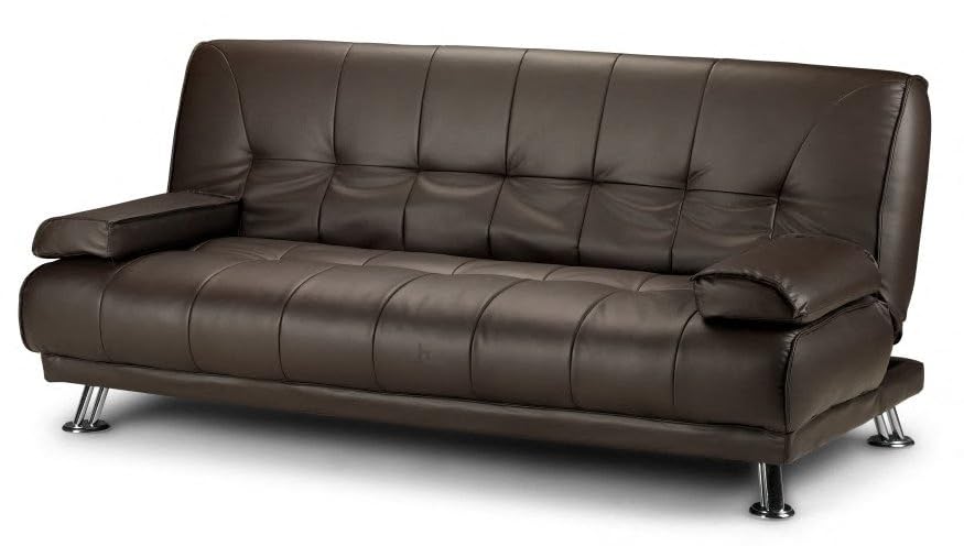Home Detail Montana Sofa Bed 3 Seater Faux Leather Clic Clac Sofabed in Black or Brown (Brown Faux Leather)
