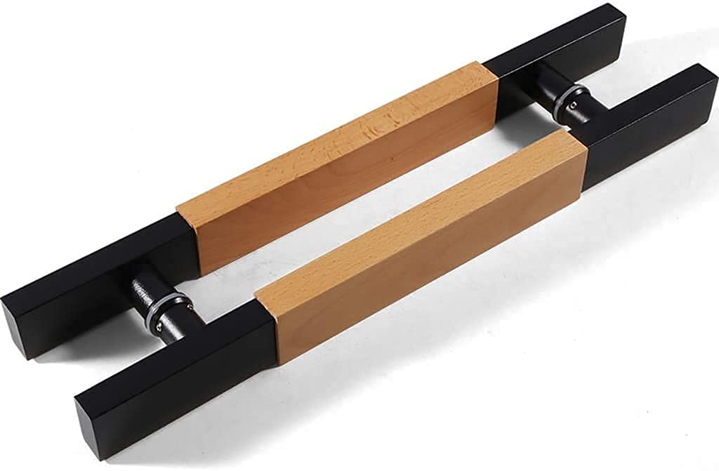 Poignées de porte en bois massif acier inoxydable noir maison 1200mm