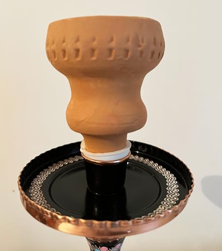 2 Pcs of Clay Hooka Bowls with Silicone Grommet, Bowl with Gasget, Spare Tobacco Burner, Male (Syrian), 100% Natural Clay, Large, Brown - Image 6