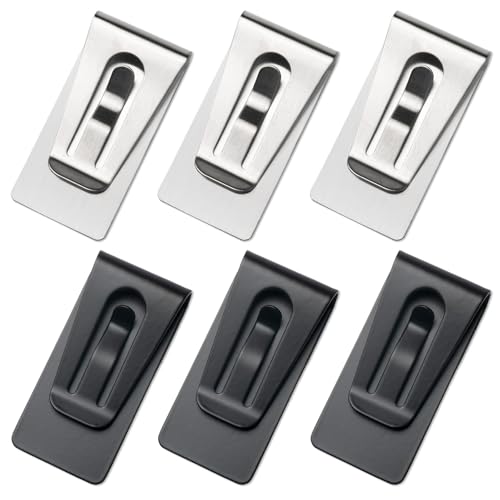 6 Pack Money Clip, Money Clip with Safe Lock, Stainless Steel Tight Bill Holder for Wallet Pocket ID Credit Card Cash