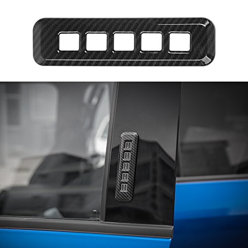 Voodonala for Ford F150 2015-2020 Carbon Fiber Black Door Lock Password Button Pillar Post Keypad Trim for Ford F150 2015-2020(ABS,1PC)