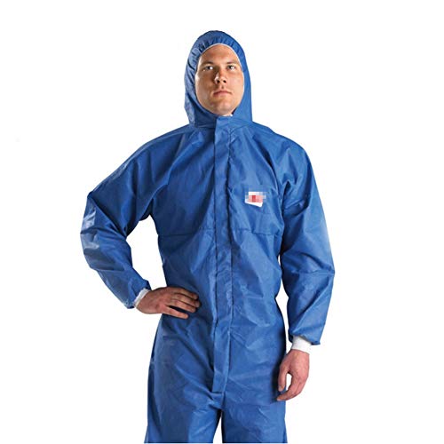 Blue Hooded Protective Suit with Radiation-Proof Particles Chemical Protective Clothing Durable Work Clothes,L