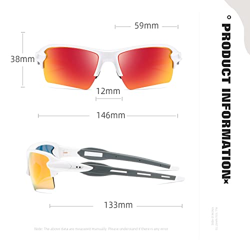 Masdun Polarized Sports Sunglasses For Men Women Half-Frame Riding Sunglasses Baseball Fishing Cycling Running Golf Shades (White/Orange) #TOP4