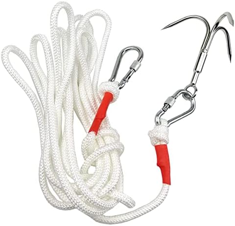 Dutypro Alligator Hunting Catch Hook Tool Kit Drag Treble Harness, Round Bend Triple Steel Hook Rope, Every Way to Drag Alligator in The Lake(Cord Length 16FT)