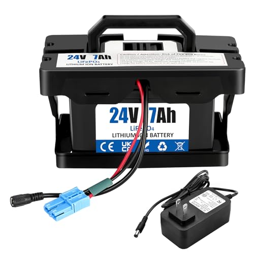 Mihobatt 24V 7Ah LiFePO4 Deep Cycle Rechargeable Battery Compatible with Dynacraft Realtree UTVs 2A Fast Charger Long-Lasting Power