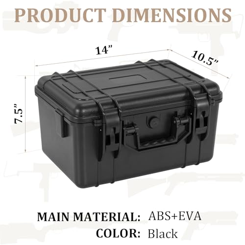 Image of TSA Approved Gun Pistol Case Waterproof Handgun Case with Pre-Cut EVA Foam Shockproof Travel Carrying Hard Shell Case Included Silica Gel Canister, Black