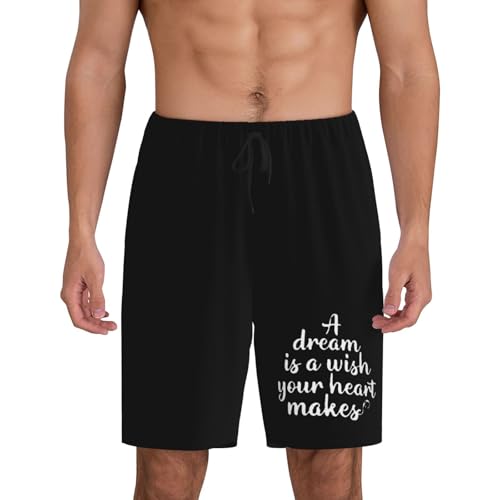 A Dream is A Wish Your Heart Makes Pajama Shorts for Men, Men's Pajama Bottoms, Sleepwear for Summer