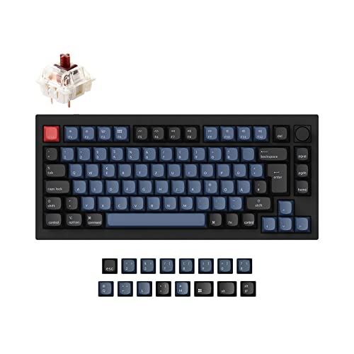 Image of Keychron Q1 Knob RGB Wired Custom Mechanical Keyboard - QMK /VIA Programmable Macro with 75% German DE-ISO Layout Hot-Swap Enabled Gateron G Pro Brown Switch