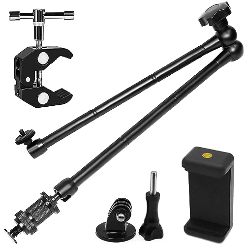 Image of 20 inch Magic Arm Clamp Kit with 1 /4 inch & 3 /8 inch Thread Clamp,Adjustable Friction arm- Articulating arm,with /Phone Clip /Tripod Mount Adapter,for Action Camera /DSLR /LCD Monitor /LED Lights /Cell Phone