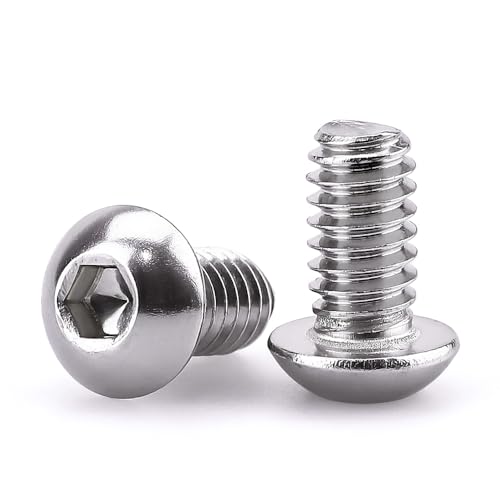 Image of 1 /4-20 x 1 /2 inch Button Head Socket Cap Bolts Screws, 304 Stainless Steel 18-8, Allen Hex Drive, Bright Finish, Fully Machine Thread, Pack of 50