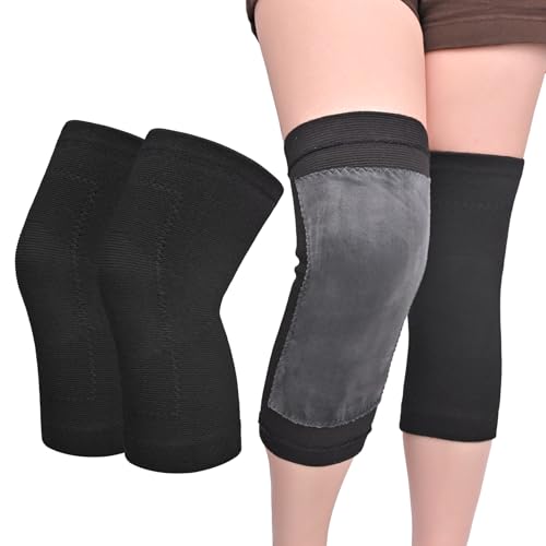LEHEEYWT Knee Warmers for Women Warm Thermal Womens Leg Warmers Elastic Fleece Lined Knee Brace for Ladies Men Sports Cycling (M)