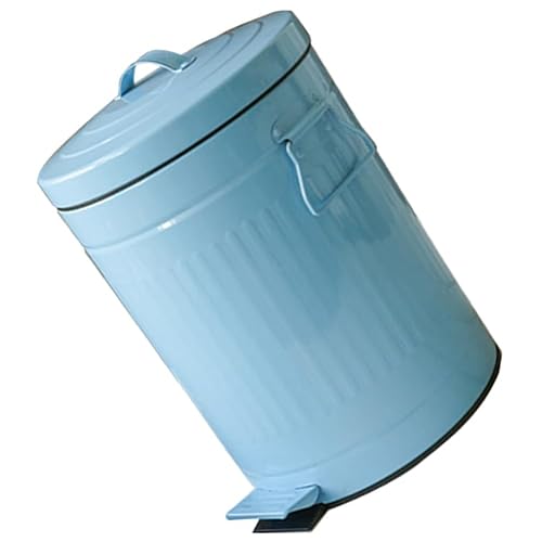 Miniatura 8 de GANAZONO Cubo de basura con tapa, para baño, con tapas y asa, de metal, de 5 litros, papelera redonda vintage con pedal para exteriores, granja,