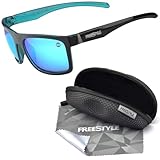 Spro Freestyle Sonnenbrille zum Raubfischangeln Sunglass Shades, Farbe:H20 - Rahmen außen schwarz & innen blau