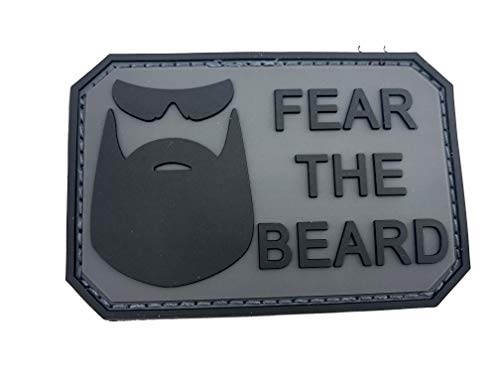  Patch Airsoft PVC Foncé Fear The Beard Gris Noir