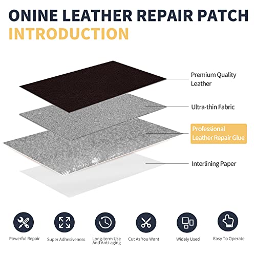 Image of ONine Leather Repair Patch，Leather Repair Tape, 3 x 60 inches Leather Repair Patch for Furniture,Vinyl Repair Kit，Leather Couch Patch，for Sofas, Furniture, Car Seats, Office Chairs(Dark Reddish Brown)