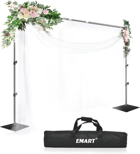 EMART 2,6x3m Système Support de Toile de Fond Photo avec Base Acier Réglable pour Photographie, Fêtes, Anniversaires, Studios Vidéo