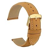 WOCCI 18mm Vintage Leder Uhrenarmband für Herren und Damen, Schließe Gold (Hellbraun)