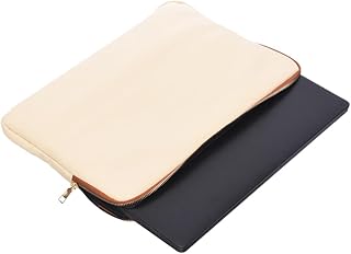 حافظة لاب توب اكسيليريت جلد بلون ابيض كريمي محبب (قطر 15.6 بوصة)، لماك بوك