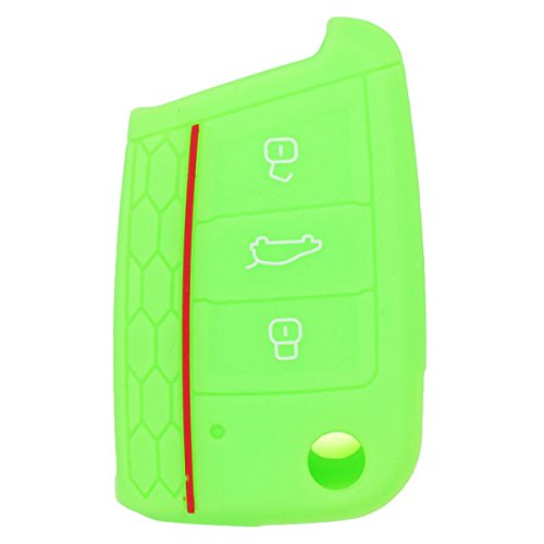 BROVACS Silicone Cover Protector Case Holder Skin Jacket Compatible with VOLKSWAGEN 3 Button Remote Flip Key Fob CV9801 Green