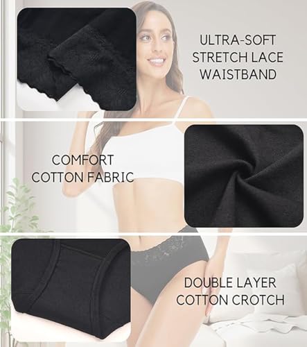 Image of NICSY Women's Panties Full Coverage Soft Touch Cotton Elastane Stretch Lace Underwear Styled Hipster with Panty for Women