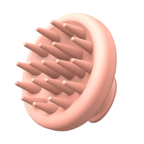 QoQlz Shampoo Brush Shampoo Massager Brush Scalp Exfoliator for Dandruff Removal- Scalp Brush Head Scrubber with Soft Silicone Tool for All Hair Types Growth of Men Women Kids-Salmon Pink