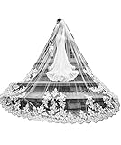 Fenghuavip Cathedral Veils for Brides Wedding 5 Meters 2T Lace Appliques Blusher Veil with Comb (ivory, 3 M)