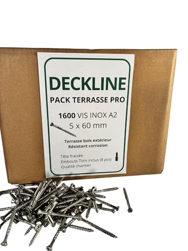 Deckline – 1600 vis terrasse inox A2 5x60 – Pack chantier – Torx – extérieur bois